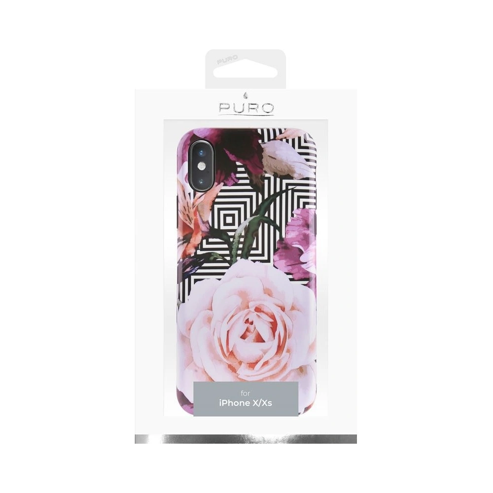 Hurtownia GSM - Etui PURO Glam Geo Flowers Apple iPhone XS/X (Růžové pivoňky) - PUR051PNK - {ean13} - Hurt