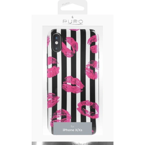 Etui PURO Glam Miami Stripes Apple iPhone XS/X (Kiss)