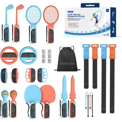 Zestaw akcesoriów Dux Ducis 25w1 do Nintendo Switch 2 do gier sportowych z torbą wielokolorowy