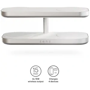 Ładowarka bezprzewodowa ZENS Quattro Wireless Charger Pro 4 Qi2 do czterech urządzeń (4x15W) kompatybilna z MagSafe (whi