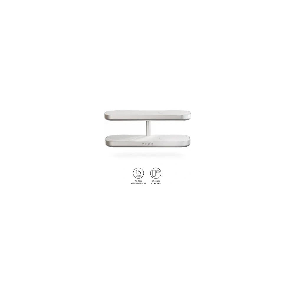 Ładowarka bezprzewodowa ZENS Quattro Wireless Charger Pro 4 Qi2 do czterech urządzeń (4x15W) kompatybilna z MagSafe (whi