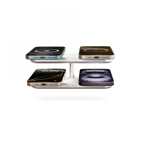 Ładowarka bezprzewodowa ZENS Quattro Wireless Charger Pro 4 Qi2 do czterech urządzeń (4x15W) kompatybilna z MagSafe (whi