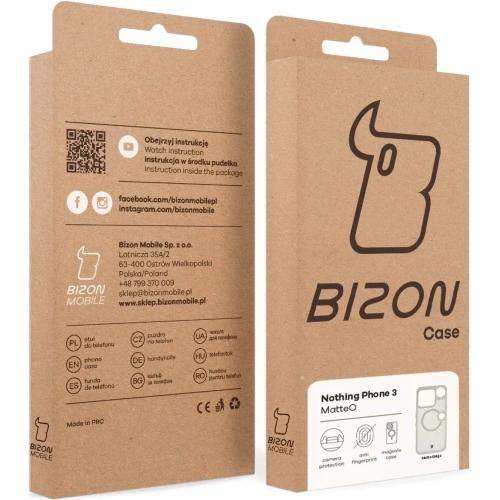 Etui z pierścieniem magnetycznym Bizon Case MatteO do Nothing Phone (3) przydymione-beżowe