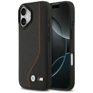 Etui BMW M Carbon Line & Logo MagSafe do Apple iPhone 17 czerwony