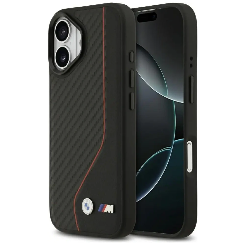 Etui BMW M Carbon Line & Logo MagSafe do Apple iPhone 17 czerwony