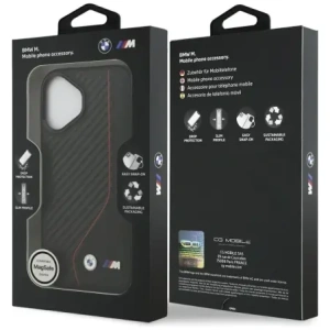 Etui BMW M Carbon Line & Logo MagSafe do Apple iPhone 17 czerwony