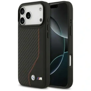 Etui BMW M Carbon Line & Logo MagSafe do Apple iPhone 17 Pro Max czerwony