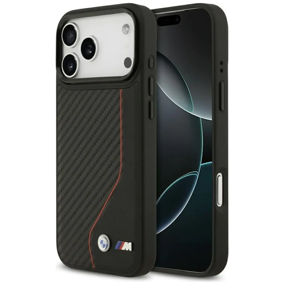 Etui BMW M Carbon Line & Logo MagSafe do Apple iPhone 17 Pro Max czerwony