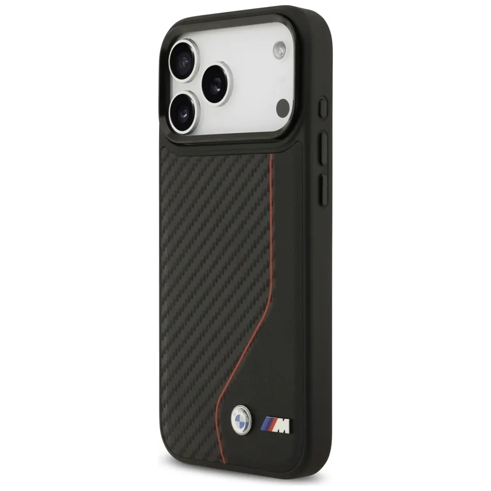 Etui BMW M Carbon Line & Logo MagSafe do Apple iPhone 17 Pro Max czerwony