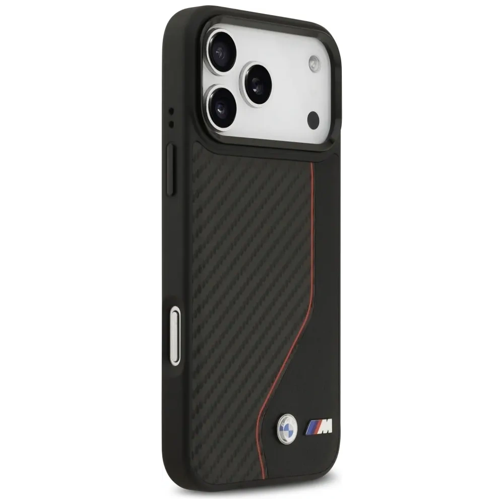 Etui BMW M Carbon Line & Logo MagSafe do Apple iPhone 17 Pro Max czerwony