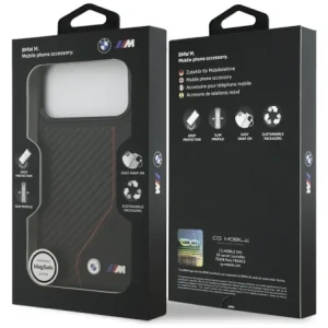 Etui BMW M Carbon Line & Logo MagSafe do Apple iPhone 17 Pro Max czerwony