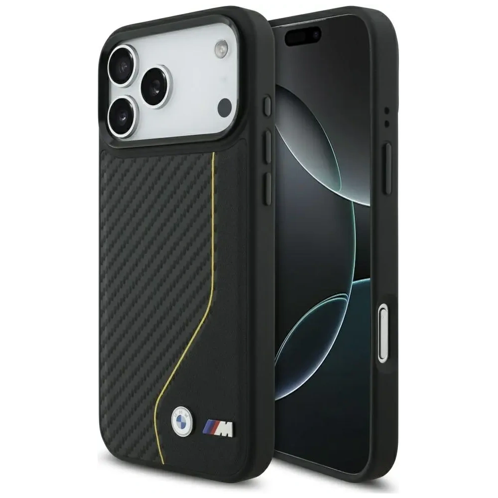 Etui BMW M Carbon Line & Logo MagSafe do Apple iPhone 17 Pro Max żółty