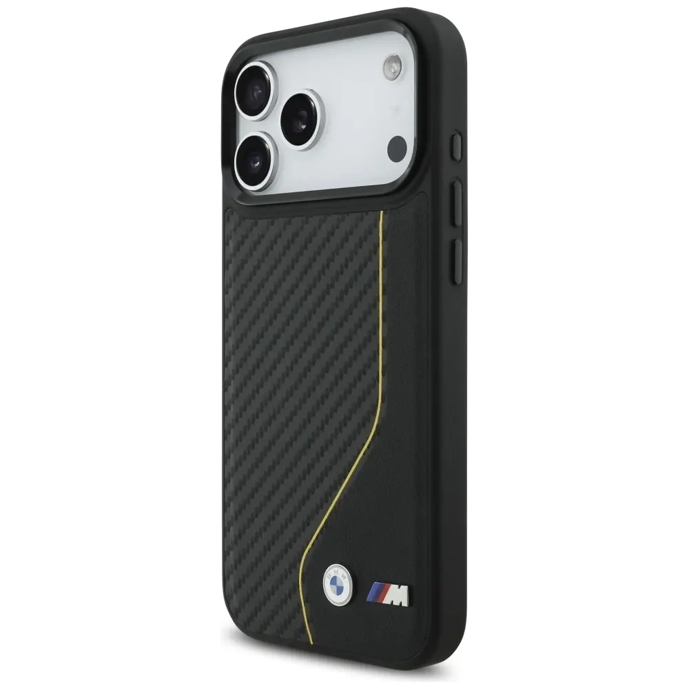Etui BMW M Carbon Line & Logo MagSafe do Apple iPhone 17 Pro Max żółty