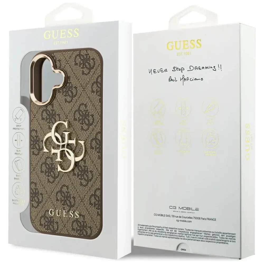 Etui Guess 4G Big 4G Classic Logo do Apple iPhone 17 brązowy złoty