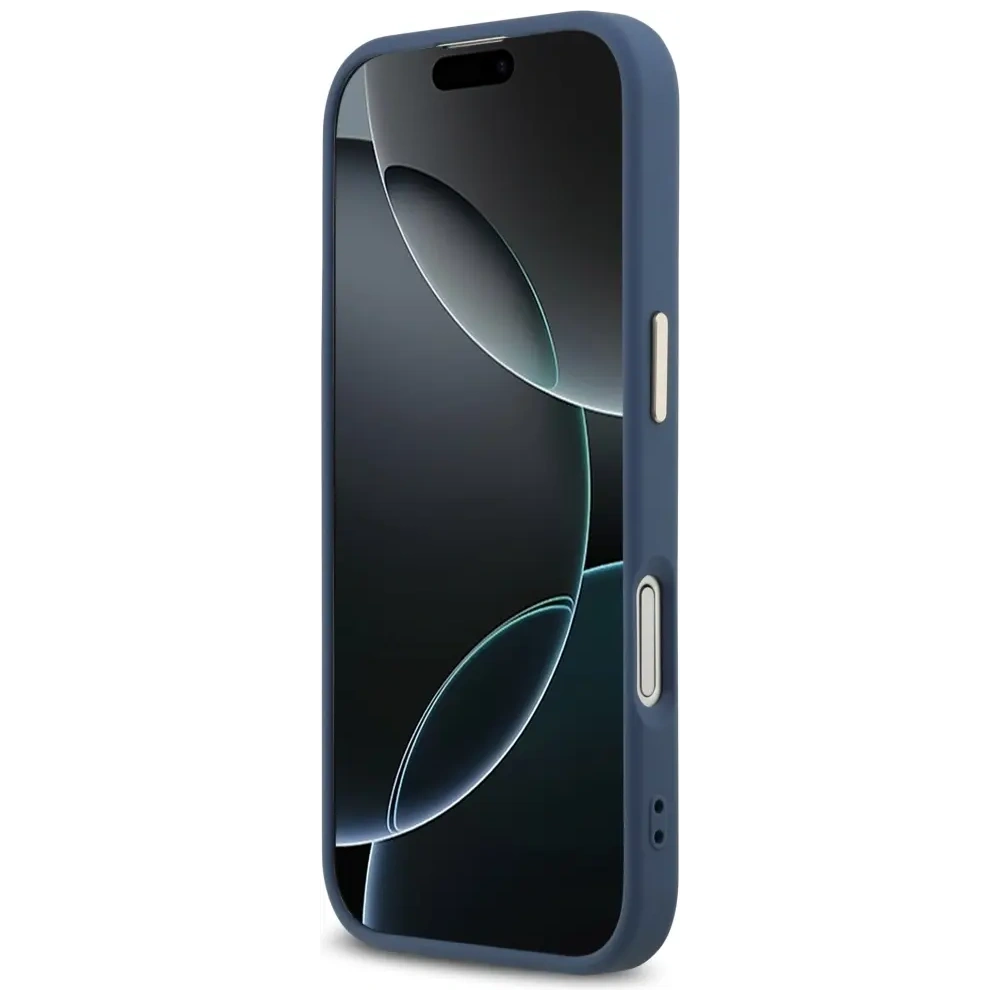 Etui Guess 4G Big 4G Classic Logo do Apple iPhone 17 niebieski złoty