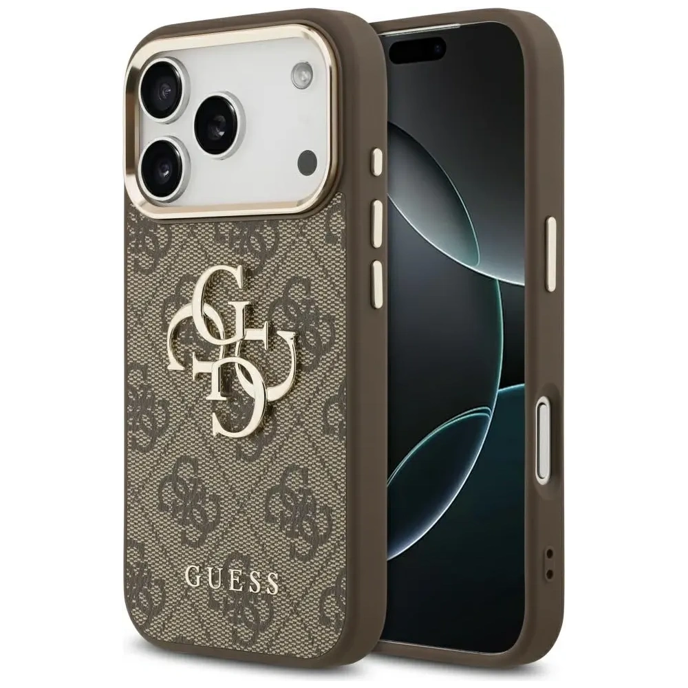 Etui Guess 4G Big 4G Classic Logo do Apple iPhone 17 Pro brązowy złoty