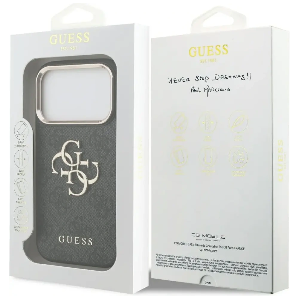 Etui Guess 4G Big 4G Classic Logo do Apple iPhone 17 Pro czarny złoty