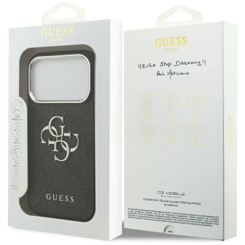 Etui Guess 4G Big 4G Classic Logo do Apple iPhone 17 Pro Max czarny srebrny