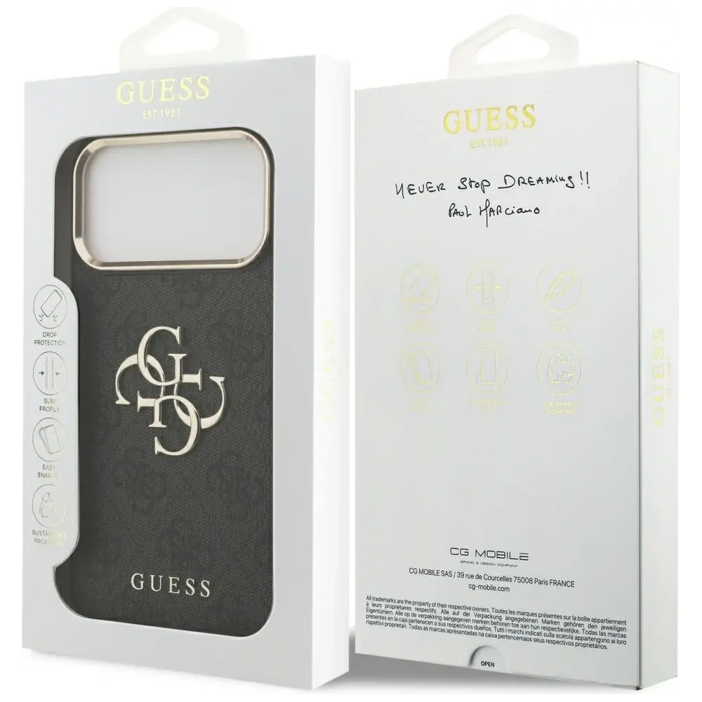 Etui Guess 4G Big 4G Classic Logo do Apple iPhone 17 Pro Max czarny złoty
