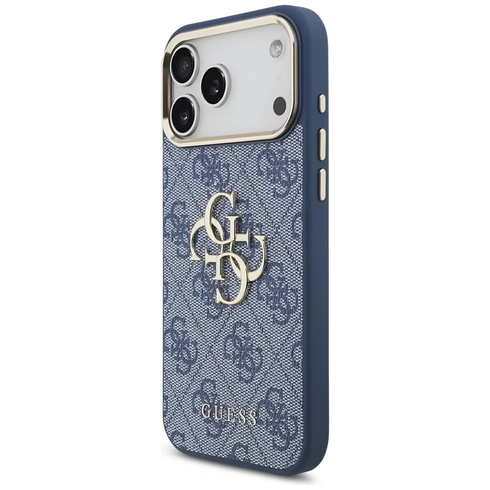 Etui Guess 4G Big 4G Classic Logo do Apple iPhone 17 Pro Max niebieski złoty