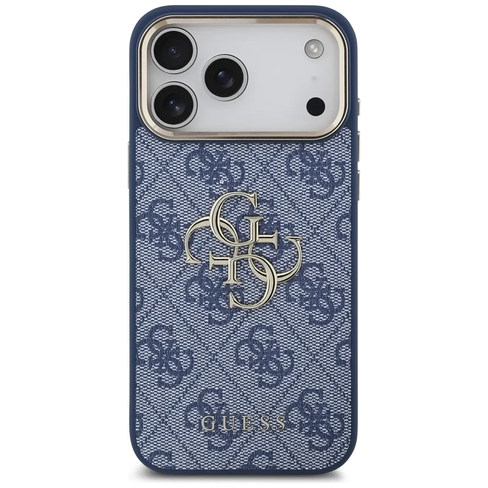 Etui Guess 4G Big 4G Classic Logo do Apple iPhone 17 Pro Max niebieski złoty