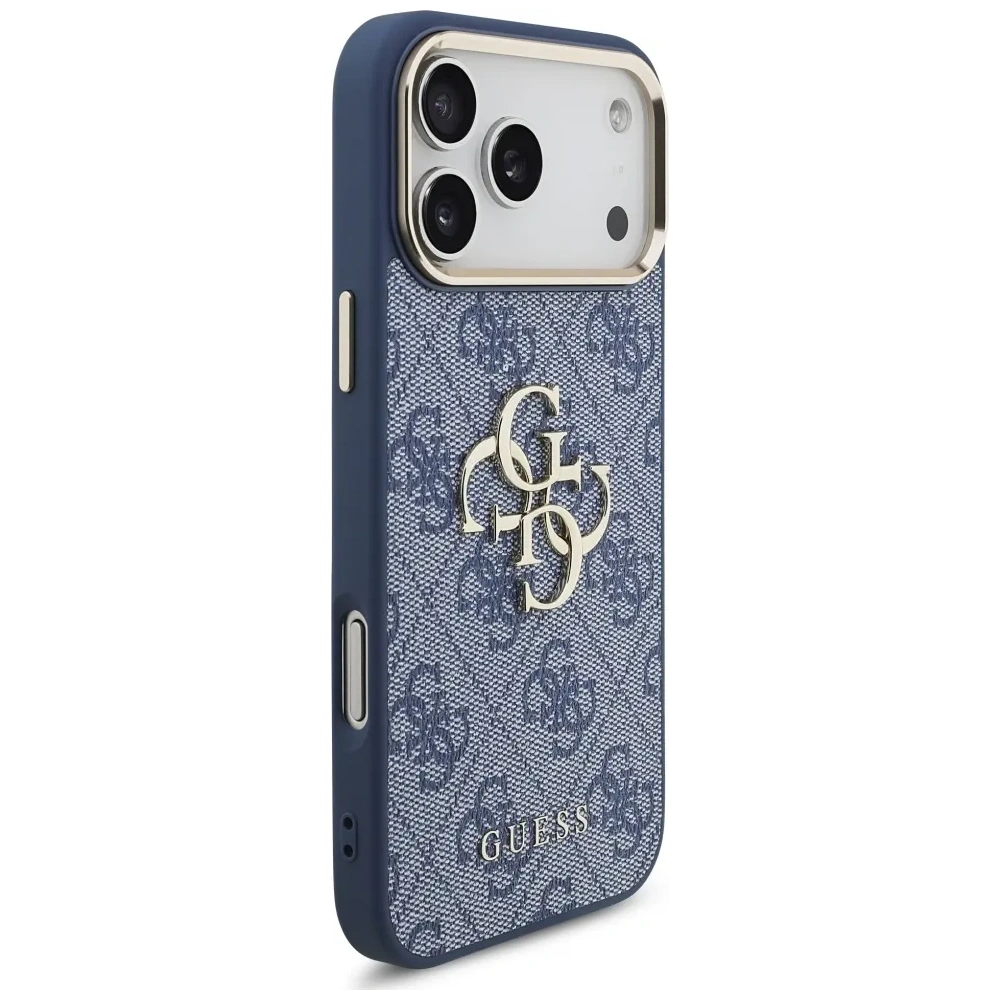 Etui Guess 4G Big 4G Classic Logo do Apple iPhone 17 Pro Max niebieski złoty