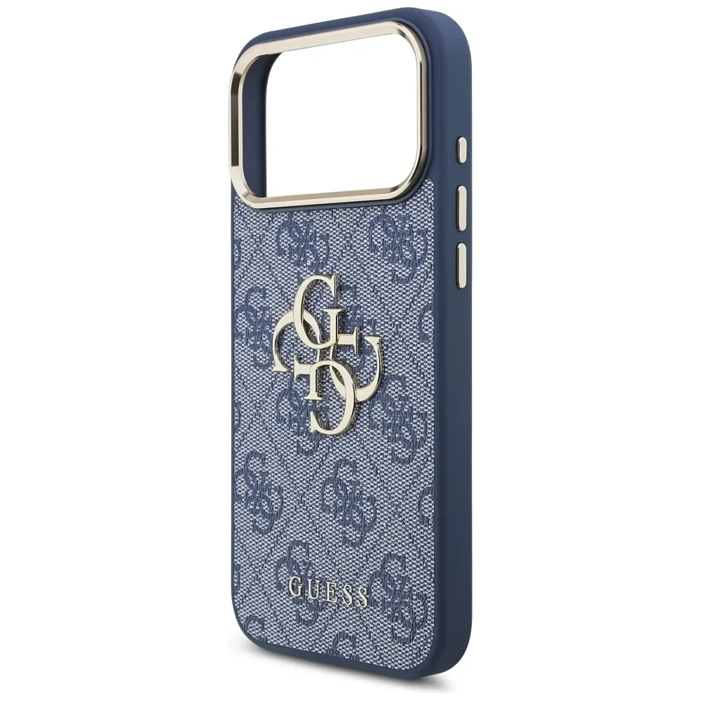 Etui Guess 4G Big 4G Classic Logo do Apple iPhone 17 Pro Max niebieski złoty