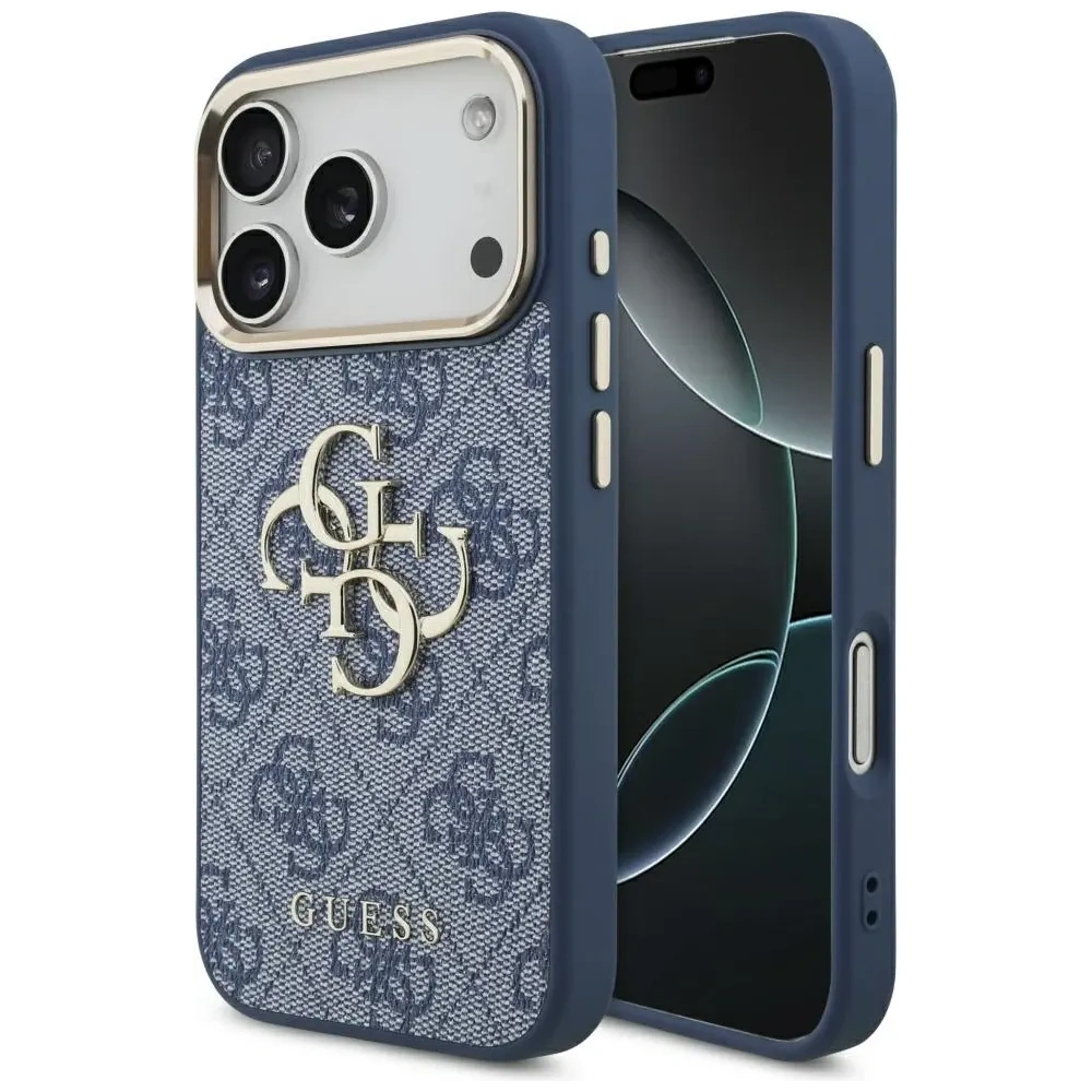 Etui Guess 4G Big 4G Classic Logo do Apple iPhone 17 Pro niebieski złoty