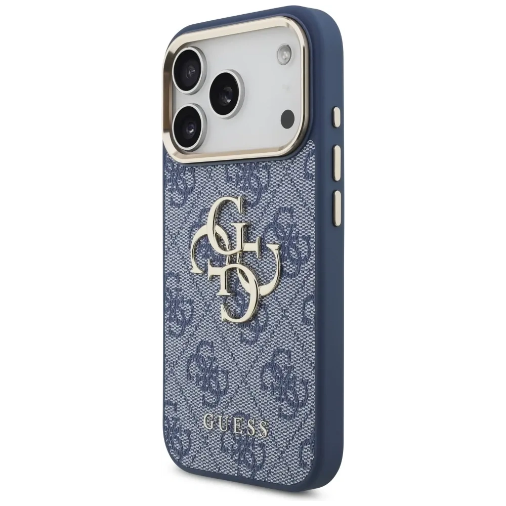 Etui Guess 4G Big 4G Classic Logo do Apple iPhone 17 Pro niebieski złoty