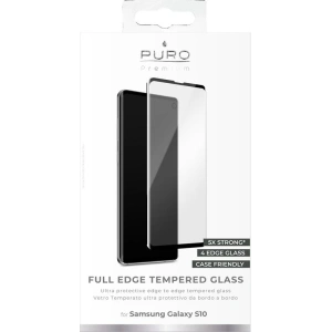 Wholesale PURO Premium Full Edge Tempered Glass Case Friendly Samsung Galaxy S10 (black) - PUR062BLK - {ean13} - Hurt
