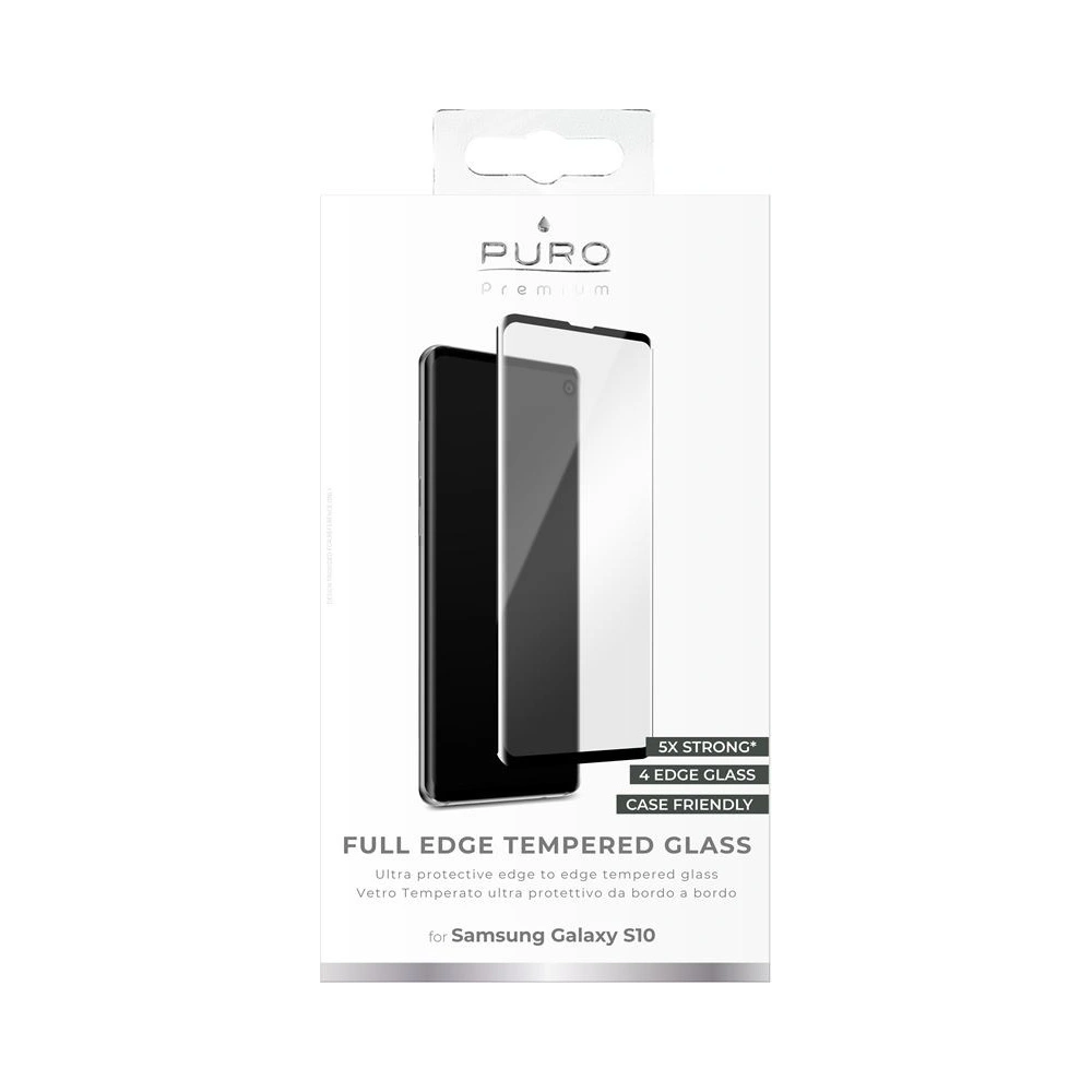 Hurtownia GSM - Sklo tvrzené PURO Premium Full Edge Tempered Glass Case Friendly Samsung Galaxy S10 (černý rámeček) - PUR062BLK - {ean13} - Hurt