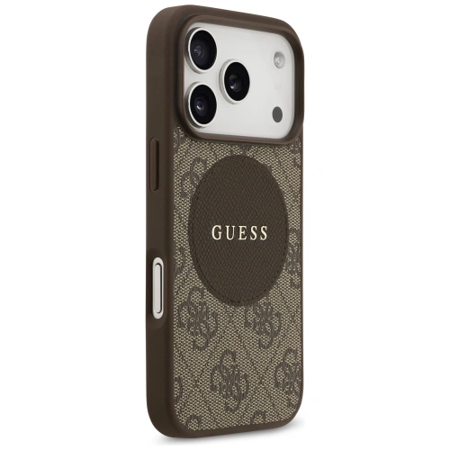 Etui Guess 4G Circle Classic Logo MagSafe do Apple iPhone 17 Pro brązowy