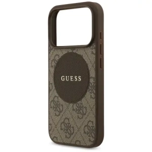 Etui Guess 4G Circle Classic Logo MagSafe do Apple iPhone 17 Pro brązowy