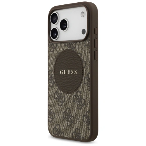 Etui Guess 4G Circle Classic Logo MagSafe do Apple iPhone 17 Pro Max brązowy