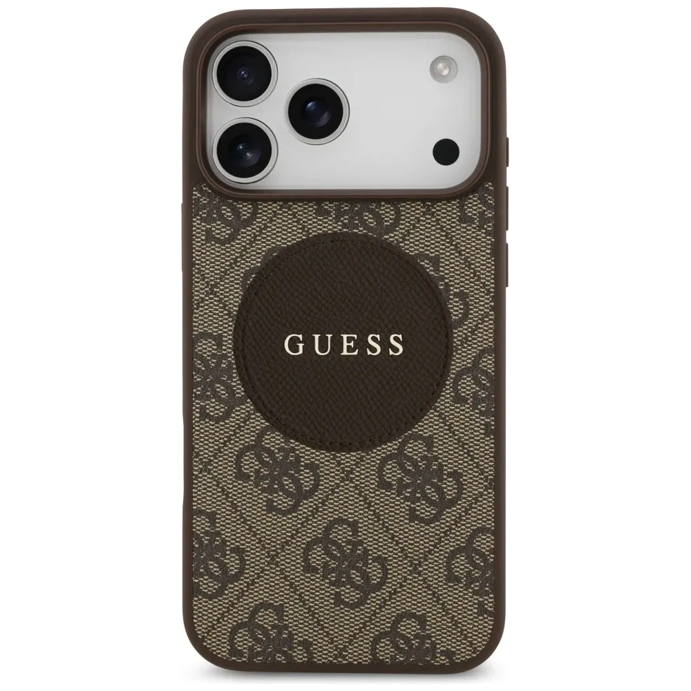 Etui Guess 4G Circle Classic Logo MagSafe do Apple iPhone 17 Pro Max brązowy