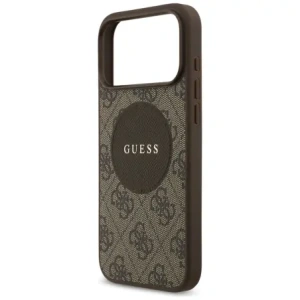 Etui Guess 4G Circle Classic Logo MagSafe do Apple iPhone 17 Pro Max brązowy