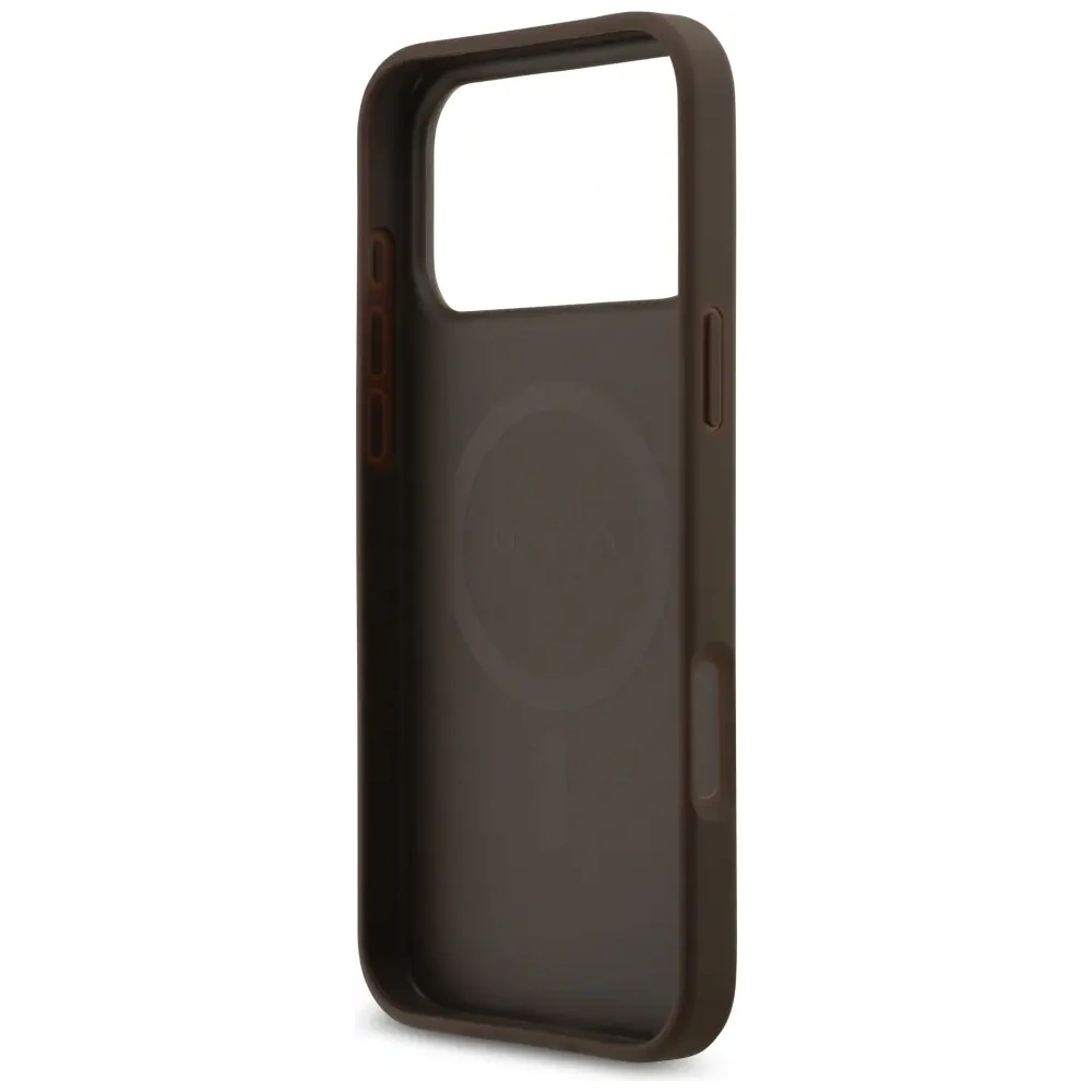 Etui Guess 4G Circle Classic Logo MagSafe do Apple iPhone 17 Pro Max brązowy
