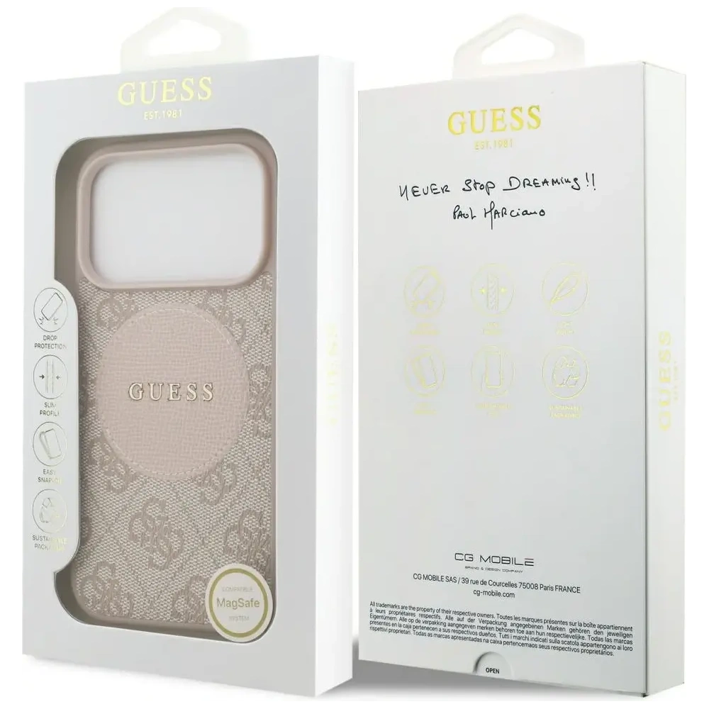 Etui Guess 4G Circle Classic Logo MagSafe do Apple iPhone 17 Pro różowy