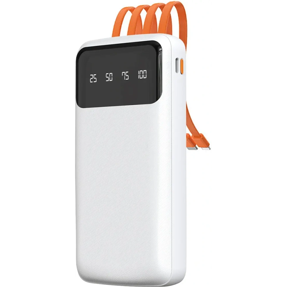 Powerbank DUDAO K6 Pro 10000mAh z kablem USB-A, USB-C, Lightning biały