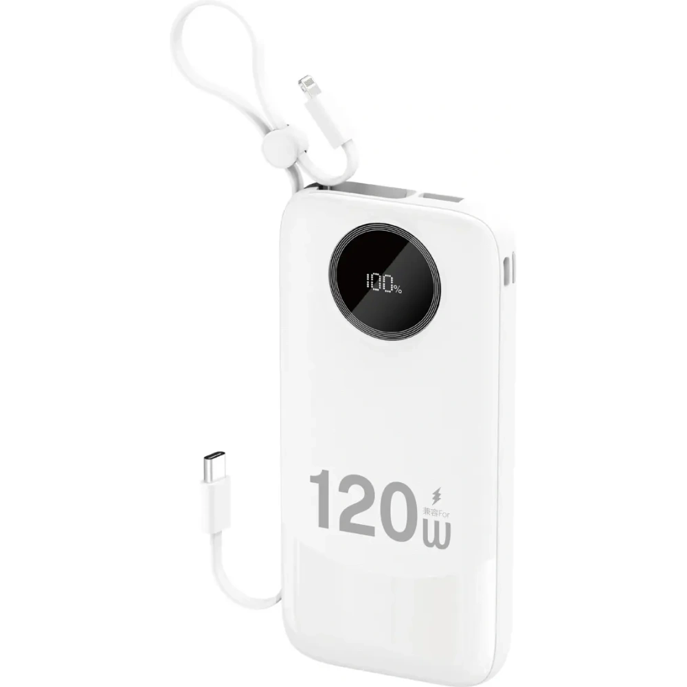 Powerbank DUDAO K13 10000mAh z wbudowanym kablem biały