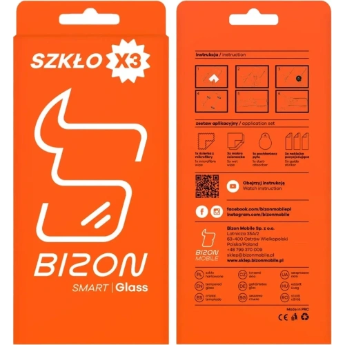 Szkło ochronne 2.5D Bizon Smart Glass do Apple iPhone 17 / 17 Pro / 16 Pro [3 PACK]