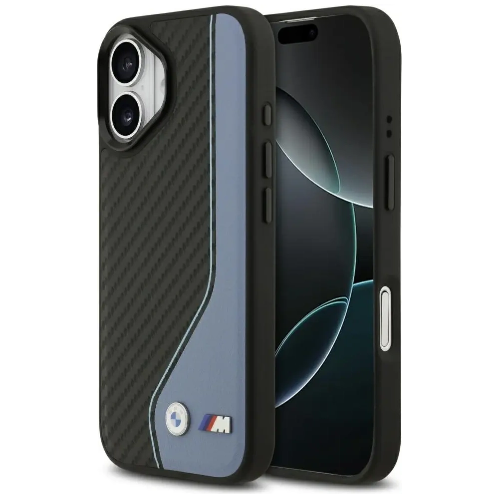 Etui BMW M Carbon Logo MagSafe do Apple iPhone 17 niebieski