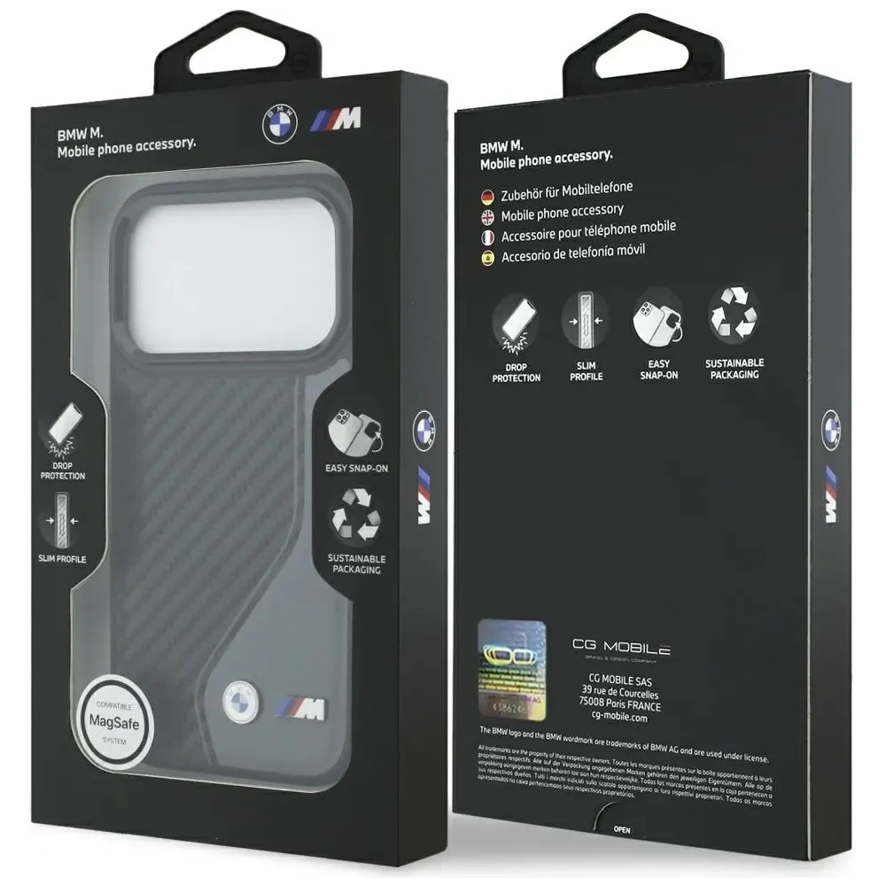 Etui BMW M Carbon Logo MagSafe do Apple iPhone 17 Pro antracyt
