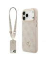 Etui Guess 4G Strass Logo & Big Strap Metal Buttons MagSafe do Apple iPhone 17 Pro Max różowy