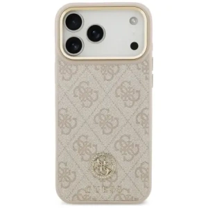 Etui Guess 4G Strass Logo & Big Strap Metal Buttons MagSafe do Apple iPhone 17 Pro Max różowy