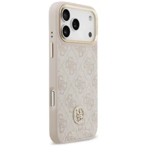 Etui Guess 4G Strass Logo & Big Strap Metal Buttons MagSafe do Apple iPhone 17 Pro Max różowy