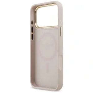 Etui Guess 4G Strass Logo & Big Strap Metal Buttons MagSafe do Apple iPhone 17 Pro Max różowy
