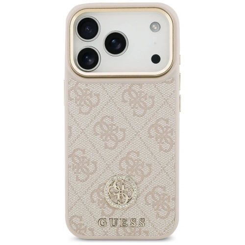 Etui Guess 4G Strass Logo & Big Strap Metal Buttons MagSafe do Apple iPhone 17 Pro różowy