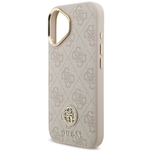 Etui Guess 4G Strass Logo & Big Strap Metal Buttons MagSafe do Apple iPhone 17 różowy