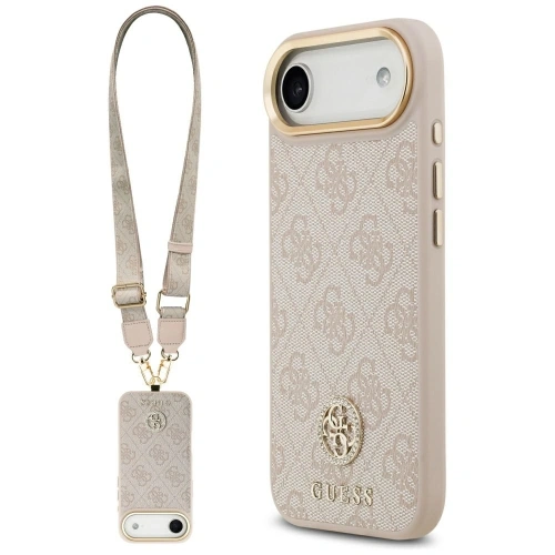 Etui Guess 4G Strass Logo & Big Strap Metal Buttons MagSafe do Apple iPhone Air różowy